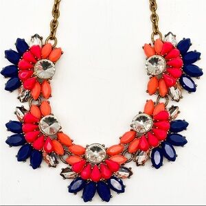 J Crew Coral/Blue Statement Necklace